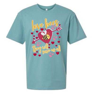 Love Bees Funny Gift They Will Save Us Allfunny Gift Bee Keeper Valentines Day G Sueded Cloud Jersey T-Shirt