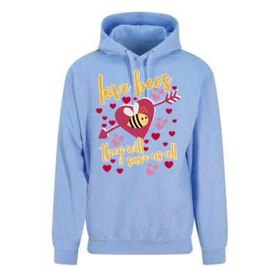 Love Bees Funny Gift They Will Save Us Allfunny Gift Bee Keeper Valentines Day G Unisex Surf Hoodie