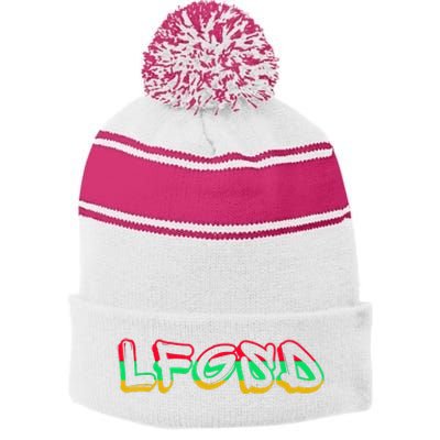 LFGSD Baseball fan San Diego Sports SD Stripe Pom Pom Beanie