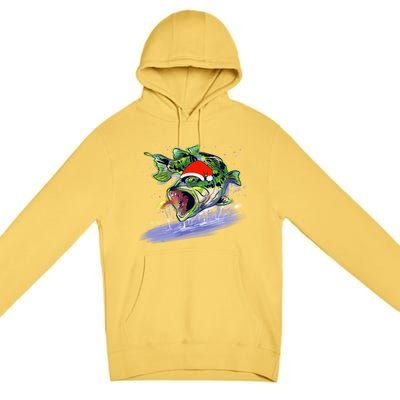 Largemouth Bass Fishing Merry Fishmas Gift Premium Pullover Hoodie