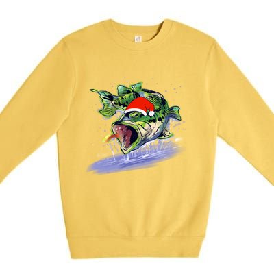 Largemouth Bass Fishing Merry Fishmas Gift Premium Crewneck Sweatshirt