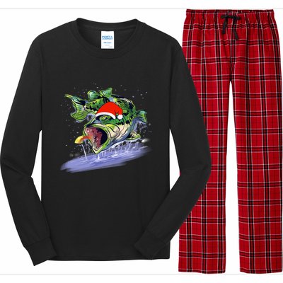 Largemouth Bass Fishing Merry Fishmas Gift Long Sleeve Pajama Set