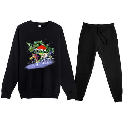 Largemouth Bass Fishing Merry Fishmas Gift Premium Crewneck Sweatsuit Set