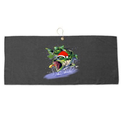 Largemouth Bass Fishing Merry Fishmas Gift Large Microfiber Waffle Golf Towel