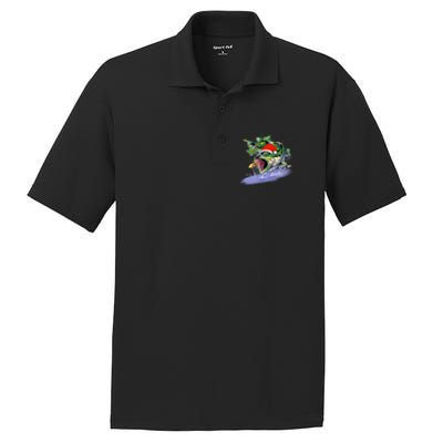 Largemouth Bass Fishing Merry Fishmas Gift PosiCharge RacerMesh Polo