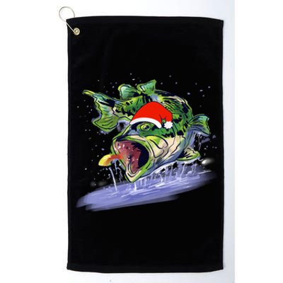 Largemouth Bass Fishing Merry Fishmas Gift Platinum Collection Golf Towel