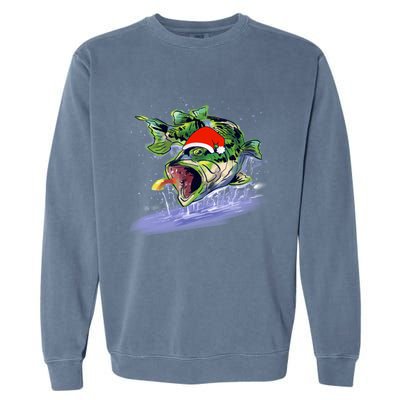 Largemouth Bass Fishing Merry Fishmas Gift Garment-Dyed Sweatshirt