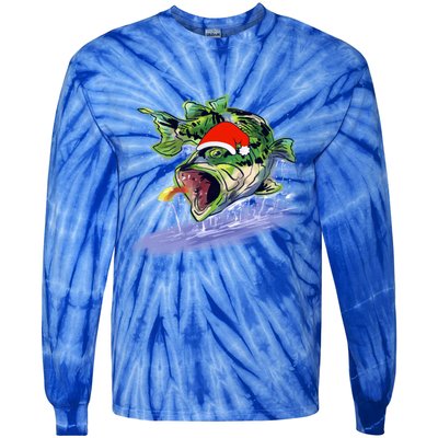 Largemouth Bass Fishing Merry Fishmas Gift Tie-Dye Long Sleeve Shirt