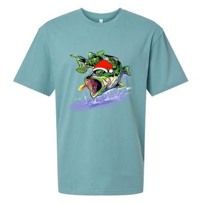 Largemouth Bass Fishing Merry Fishmas Gift Sueded Cloud Jersey T-Shirt