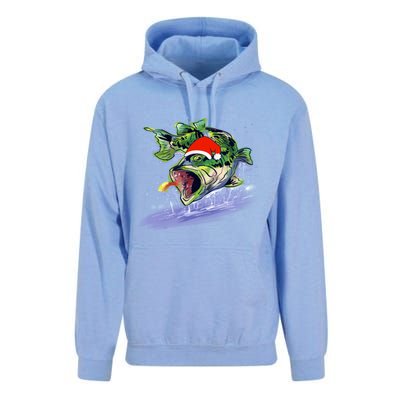 Largemouth Bass Fishing Merry Fishmas Gift Unisex Surf Hoodie