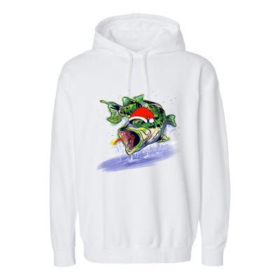 Largemouth Bass Fishing Merry Fishmas Gift Garment-Dyed Fleece Hoodie