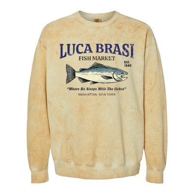 Luca Brasi Fish Market The Godfather Est 1945 Fishing Colorblast Crewneck Sweatshirt