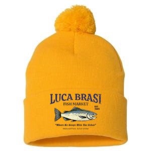 Luca Brasi Fish Market The Godfather Est 1945 Fishing Pom Pom 12in Knit Beanie