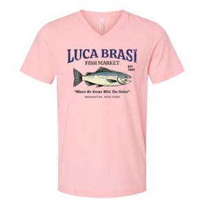 Luca Brasi Fish Market The Godfather Est 1945 Fishing V-Neck T-Shirt