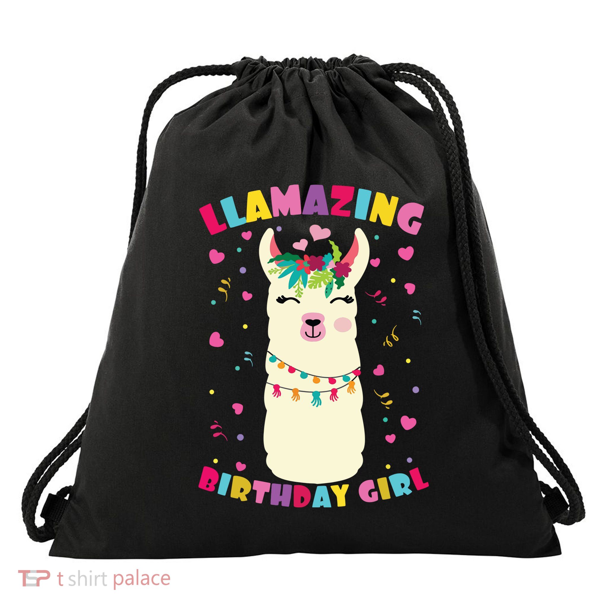 Llamazing Birthday Girl Cute Llama Alpaca Drawstring Bag