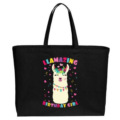 Llamazing Birthday Girl Cute Llama Alpaca Cotton Canvas Jumbo Tote