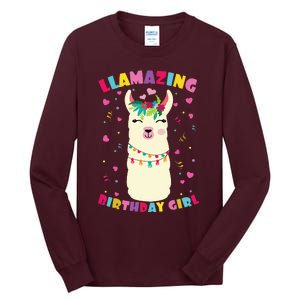 Llamazing Birthday Girl Cute Llama Alpaca Tall Long Sleeve T-Shirt