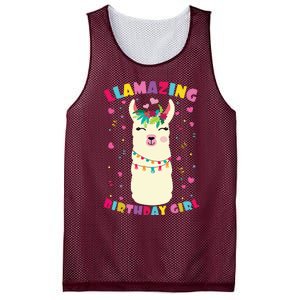 Llamazing Birthday Girl Cute Llama Alpaca Mesh Reversible Basketball Jersey Tank