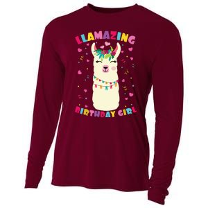 Llamazing Birthday Girl Cute Llama Alpaca Cooling Performance Long Sleeve Crew