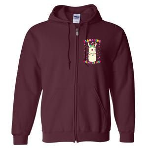 Llamazing Birthday Girl Cute Llama Alpaca Full Zip Hoodie