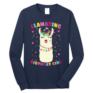 Llamazing Birthday Girl Cute Llama Alpaca Long Sleeve Shirt