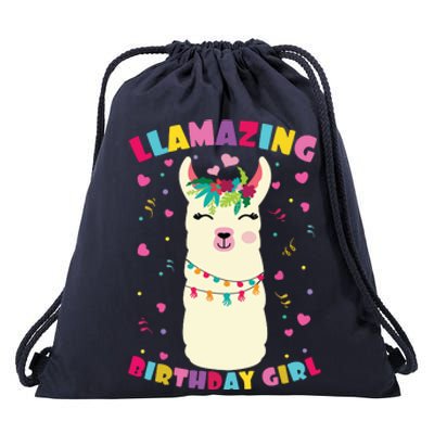 Llamazing Birthday Girl Cute Llama Alpaca Drawstring Bag