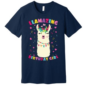 Llamazing Birthday Girl Cute Llama Alpaca Premium T-Shirt