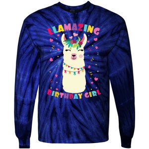 Llamazing Birthday Girl Cute Llama Alpaca Tie-Dye Long Sleeve Shirt