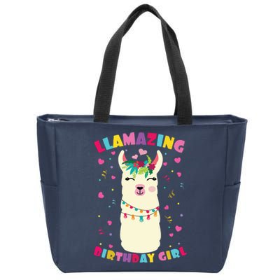 Llamazing Birthday Girl Cute Llama Alpaca Zip Tote Bag