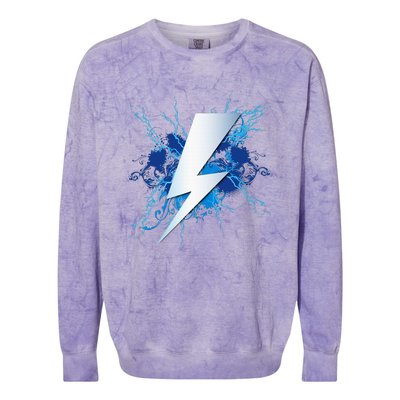 Lighting Bolt Graphic Blue Thunderbolt Design Colorblast Crewneck Sweatshirt