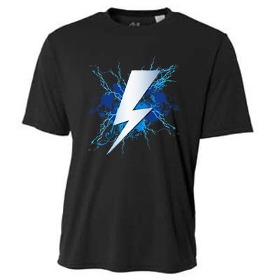 Lighting Bolt Graphic Blue Thunderbolt Design Cooling Performance Crew T-Shirt