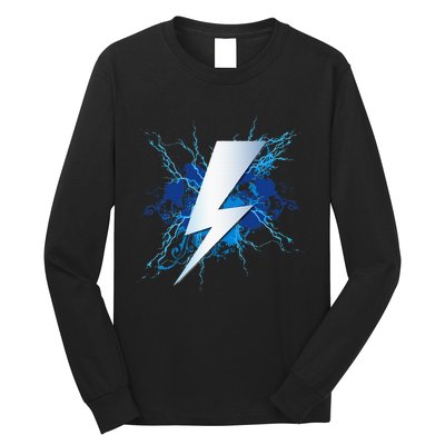 Lighting Bolt Graphic Blue Thunderbolt Design Long Sleeve Shirt