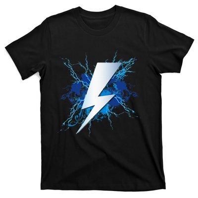 Lighting Bolt Graphic Blue Thunderbolt Design T-Shirt