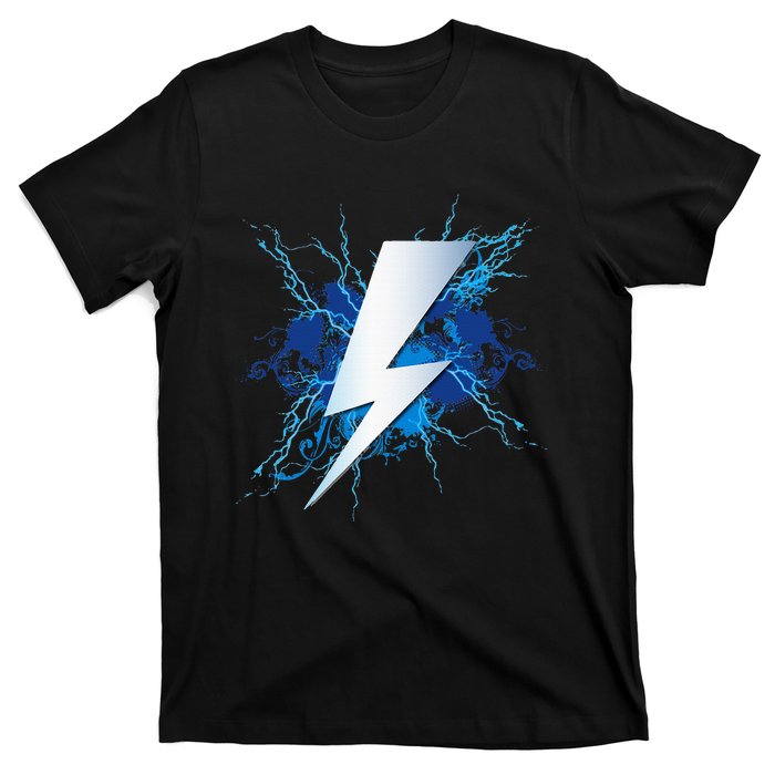 Lighting Bolt Graphic Blue Thunderbolt Design T-Shirt