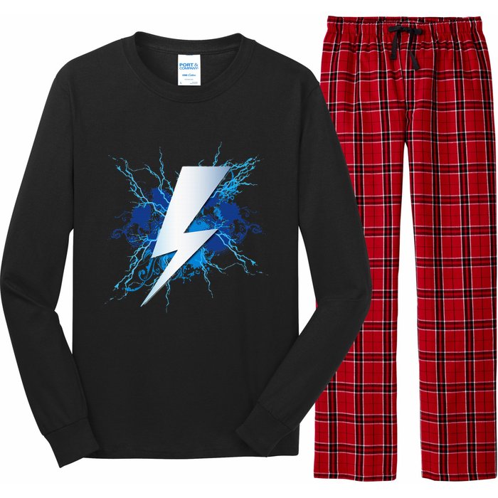 Lighting Bolt Graphic Blue Thunderbolt Design Long Sleeve Pajama Set