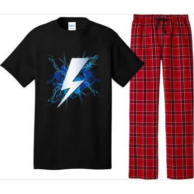 Lighting Bolt Graphic Blue Thunderbolt Design Pajama Set