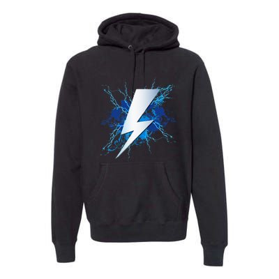 Lighting Bolt Graphic Blue Thunderbolt Design Premium Hoodie