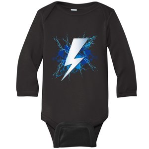 Lighting Bolt Graphic Blue Thunderbolt Design Baby Long Sleeve Bodysuit