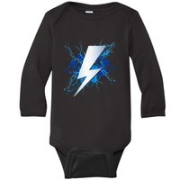 Lighting Bolt Graphic Blue Thunderbolt Design Baby Long Sleeve Bodysuit