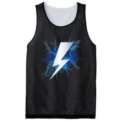 Lighting Bolt Graphic Blue Thunderbolt Design Mesh Reversible Basketball Jersey Tank