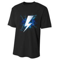 Lighting Bolt Graphic Blue Thunderbolt Design Performance Sprint T-Shirt