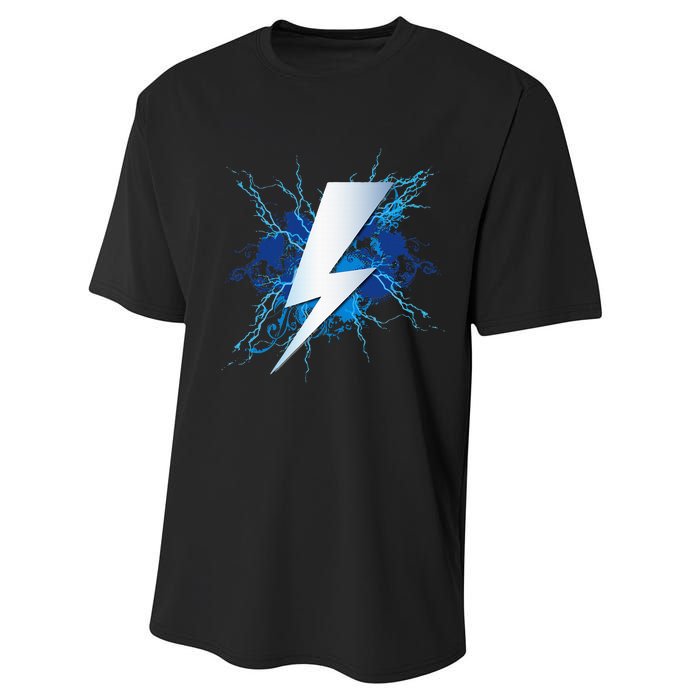 Lighting Bolt Graphic Blue Thunderbolt Design Performance Sprint T-Shirt