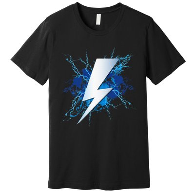 Lighting Bolt Graphic Blue Thunderbolt Design Premium T-Shirt