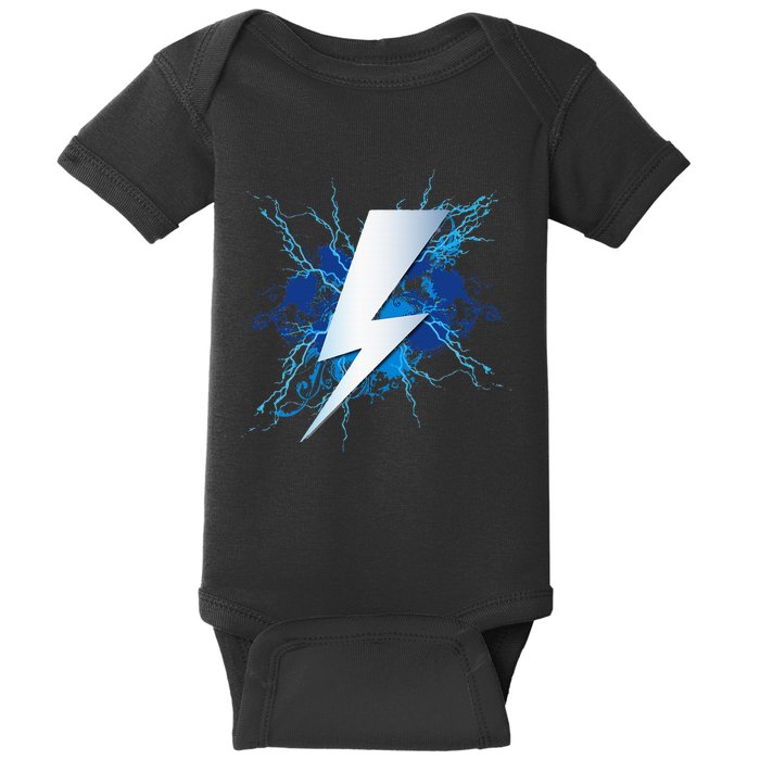 Lighting Bolt Graphic Blue Thunderbolt Design Baby Bodysuit