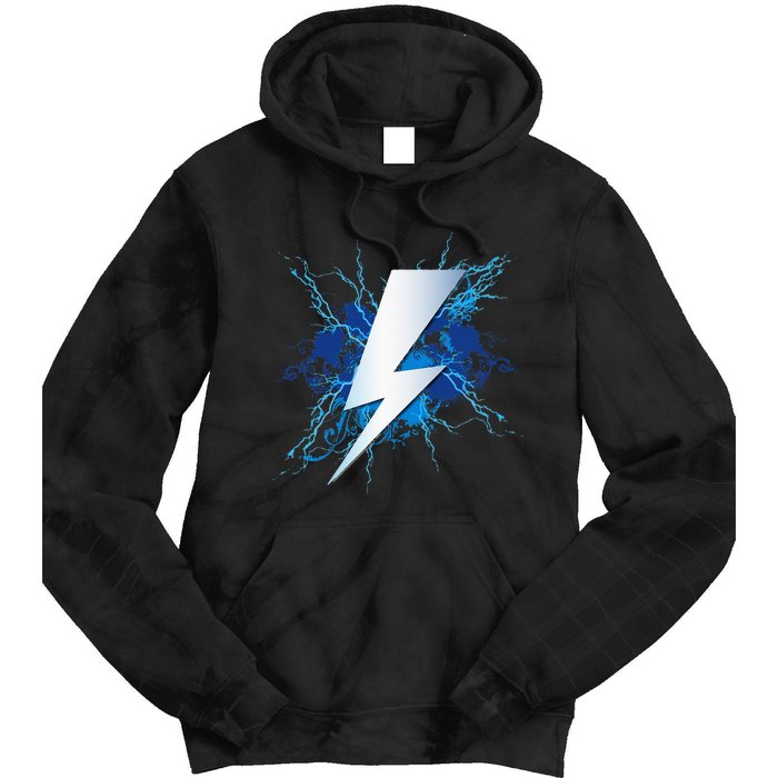 Lighting Bolt Graphic Blue Thunderbolt Design Tie Dye Hoodie