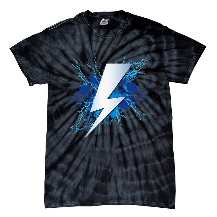 Lighting Bolt Graphic Blue Thunderbolt Design Tie-Dye T-Shirt