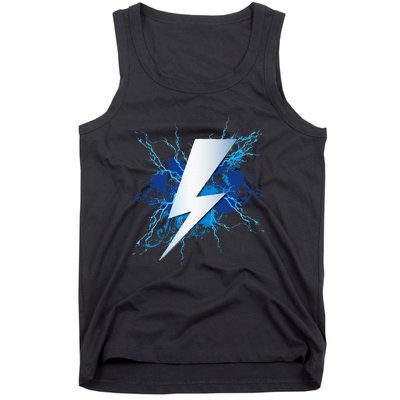 Lighting Bolt Graphic Blue Thunderbolt Design Tank Top