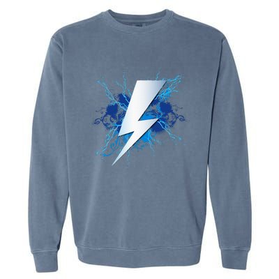 Lighting Bolt Graphic Blue Thunderbolt Design Garment-Dyed Sweatshirt