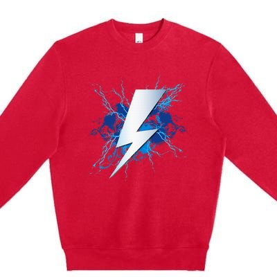 Lighting Bolt Graphic Blue Thunderbolt Design Premium Crewneck Sweatshirt