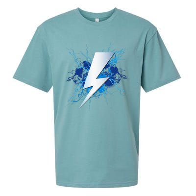 Lighting Bolt Graphic Blue Thunderbolt Design Sueded Cloud Jersey T-Shirt